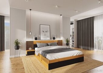 MODERNÍ MANŽELSKÁ POSTEL S NOČNÍMI STOLKY