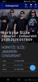 Horkýže Slíže, 31.5.2025, Ostrov - 2 evstupenky