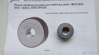 Pevný závitový kroužek kalibr M16 Sh5-Sh8 dobrý - Škoda - 1