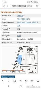 Prodej stavebniho pozemku Třebeň (horni ves)
