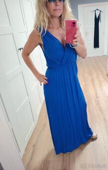 Nové dlouhé modré šaty uni size M/L