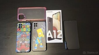 Samsung Galaxy a12, orig. balení, ochr. sklo, náhr. kryty