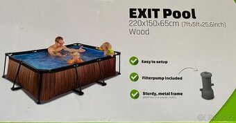 Bazén Exit 220x150 x 65 s filtrací a krytem - Hnědý