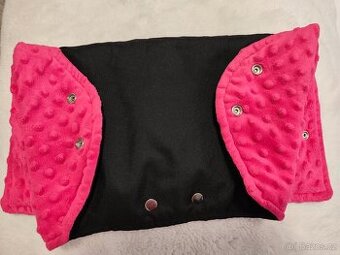 Rukávník na kočárek černo-růžový minky BABY-TEX