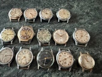 14 X staré hodinky, první řada funkční. Cena za komplet.