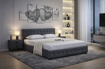 Elegantní čalouněná postel s úložným prostorem NOVÁ