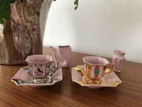 Růžový porcelán, šálek a podšálek, sada - 1