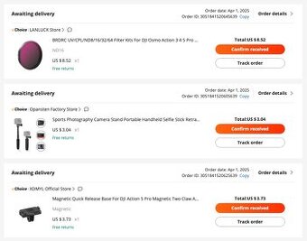 Dji Action 4 / ND Filter, magneticky uchyt, stativ/selfie