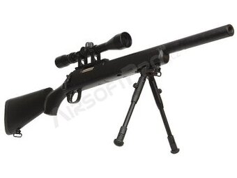 Airsoft sniper MB02D + puškohled a dvojnožka, černá