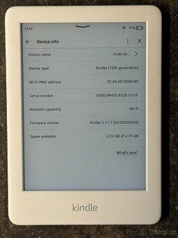 Čtečka knih Amazon Kindle 10. gen 4GB bílá