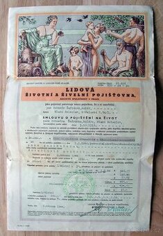 Stará pojišťovací smlouva z roku 1919