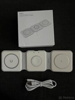Skládací 3v1 bezdrátová nabíječka – bílá, iPhone/Apple Watch