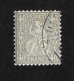 7 - Známka Švýcarsko - Mi:42 (r.1881) - vláknitý papír