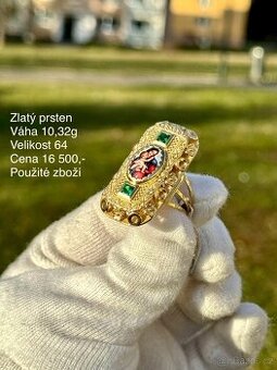 Zlatý prsten s Madonkou 10,32g (1598Kč/g)