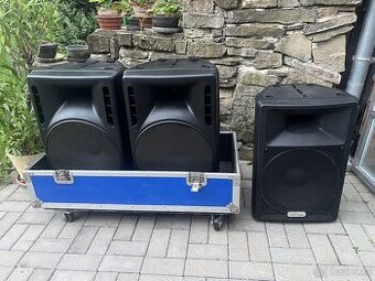 3x Aktivní reprobox LD systems + Case na kolech