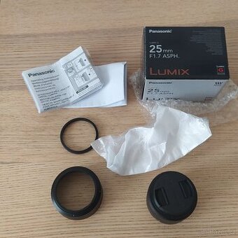 Panasonic LUMIX 25mm F1.7 – pouzity, stav jak NOVY
