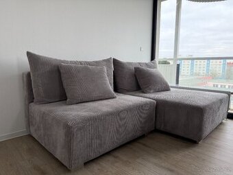 Šedá sedací souprava - gauč - Zánovní