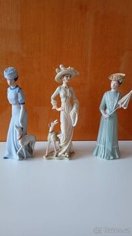 porcelánové sošky - dáma s psíčkem