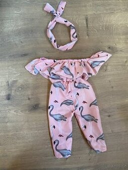 Obleček pro Baby Born – růžový overal + čelenka
