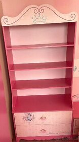 Dětská knihovna (skříňka) a noční stolek - růžové