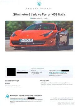 20minutová jízda ve Ferrari 458 Italia