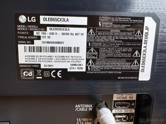 Prodám špičkovou OLED TV LG 65" (164 cm) – model OLED65CX3L