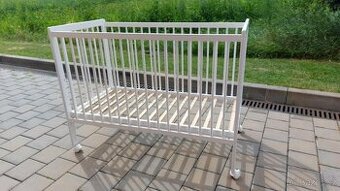 Dětská postýlka borovice bílá, vyndavací příčky, 120 x 60 c