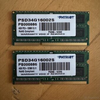 Patriot 8GB KIT (2x4GB) DDR3-1600 MHz CL11 (PSD34G16002S)