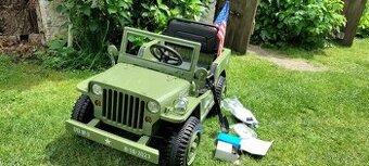 1místný elektrický Jeep Willys s 2.4G bluetooth DO, olivová