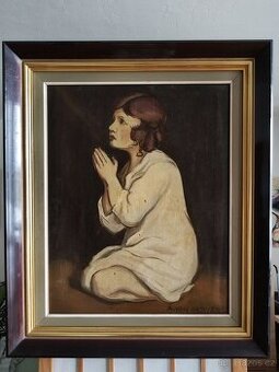 obraz - DÍVKA V MODLITBĚ, olej, A. van Gerven