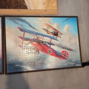 2x puzzle letadla v rámu - rozměr 70x50 cm