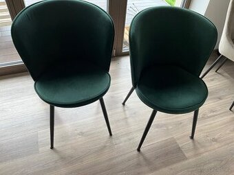 6x Jídelní smaragdová židle