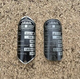 Jawa 50 550 555 pionýr - výrobní štítky