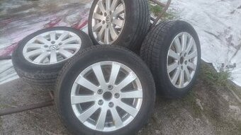 4x ALU kola R16 5x112 ET45 pneu 205/55/16 + 215/55/16