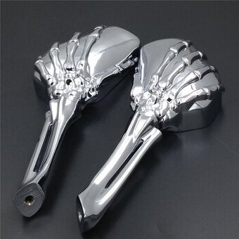 Chrom zrcátka chopper,cruiser Skeleton,těžký masív. - 1