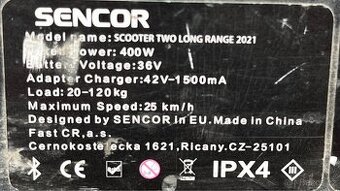Prodám elektrokoloběžku SENCOR SCOOTER TWO LONG na ND
