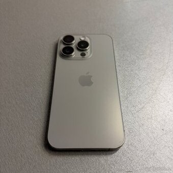 iPhone 15 Pro 128GB natural titan, pěkný stav, rok záruka