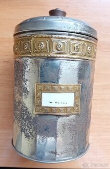 Starožitná plechová dóza na kávu/cukr