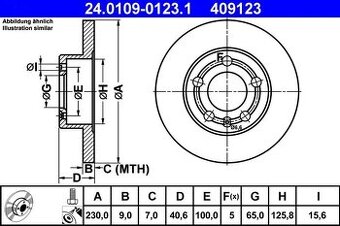 ATE 409123 brzdový kotouč 24.0109-0123.1, sada 2 ks