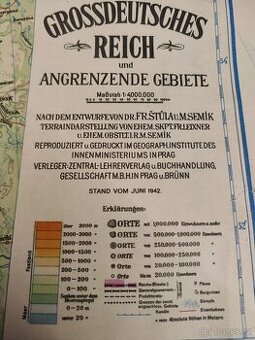 Protektorát - Mapa Velkoněmecké říše / školní / Wehrmacht