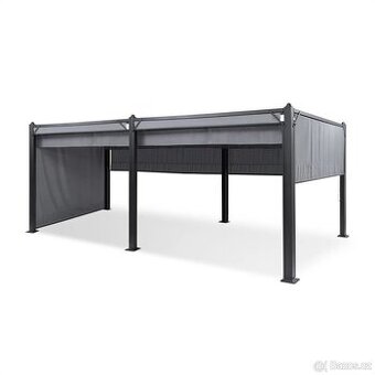Kovová Pergola s posuvnou střechou a roletami 6x3m