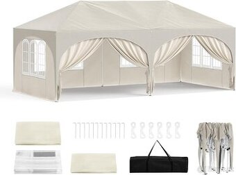WOLTU skládací pavilon 3 x 6 m, s 6 bočními stěnami - 1