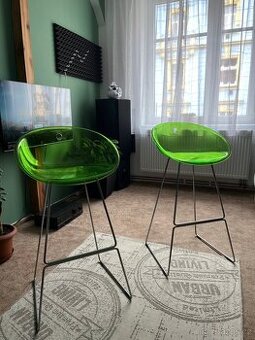 Designová barová židle Pedrali Gliss - zelený transparent - 1