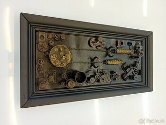 STEAMPUNK RECYCLE ART - KOMETA - Asambláž patinovaný kov