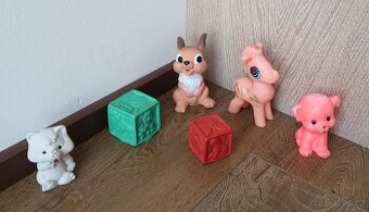 Retro gumová pískací zvířátka(Gumotex, Itálie, China),kostky
