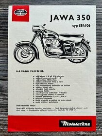 Dobový prospekt - Jawa 350 typ 354/06 - Mototechna - 1