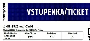 REZERVACE Švýcarsko - Kanada MS 2024,SUI - CAN IIHF World