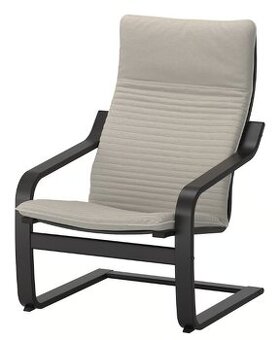2x křeslo Ikea Poang černohnědá + pískový potah