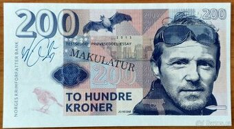 VZÁCNÁ 200 KRONEN 2015 JO NESBO - MAKULATUR