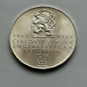 Pamětní stříbrná mince 50 Korun 1968, 50 let ČSR